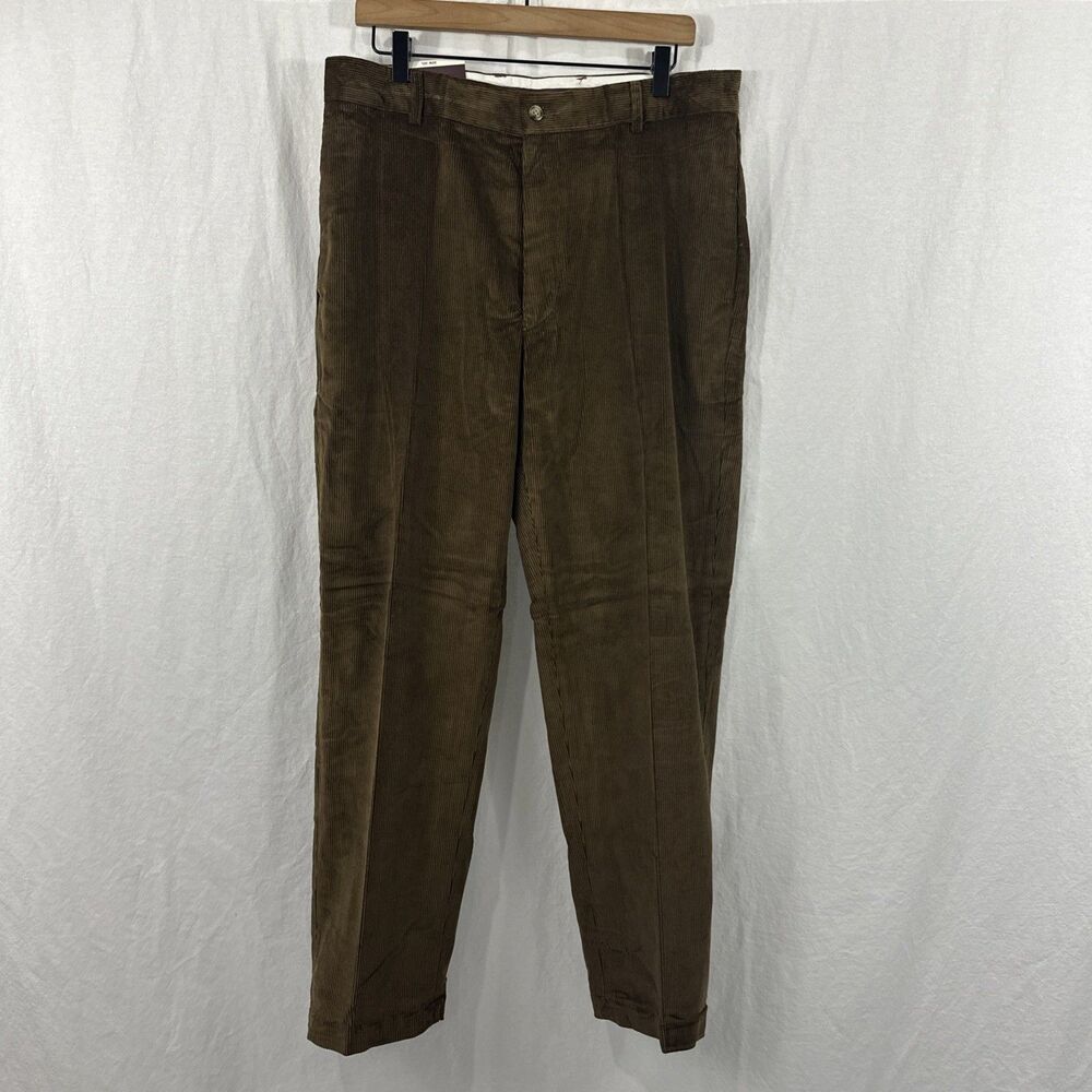 Tasso Elba Brown Corduroy Academia Straight Leg Pants Mens Sz 35x30 Preppy